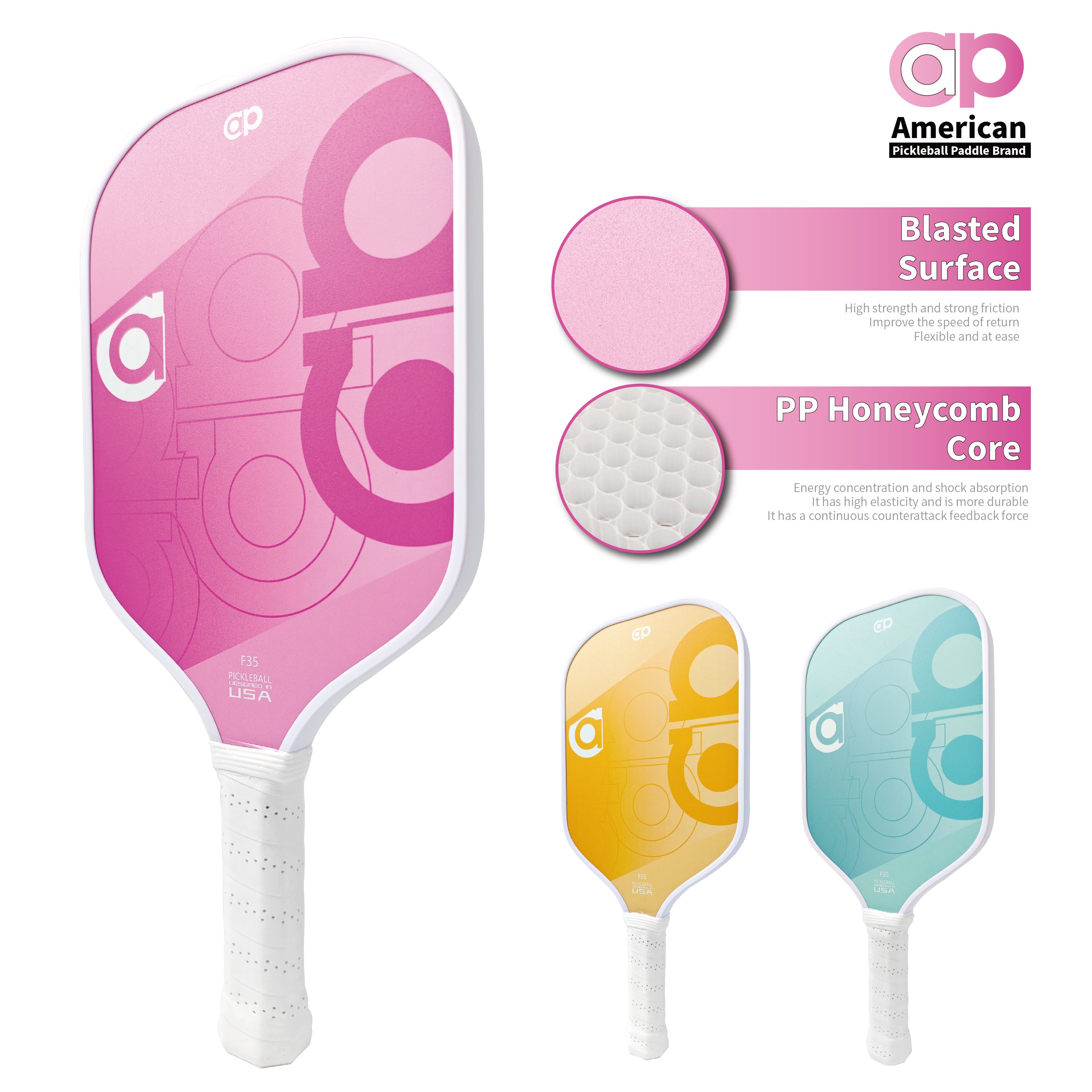 Blue ap Fiberglass Pickleball Paddle