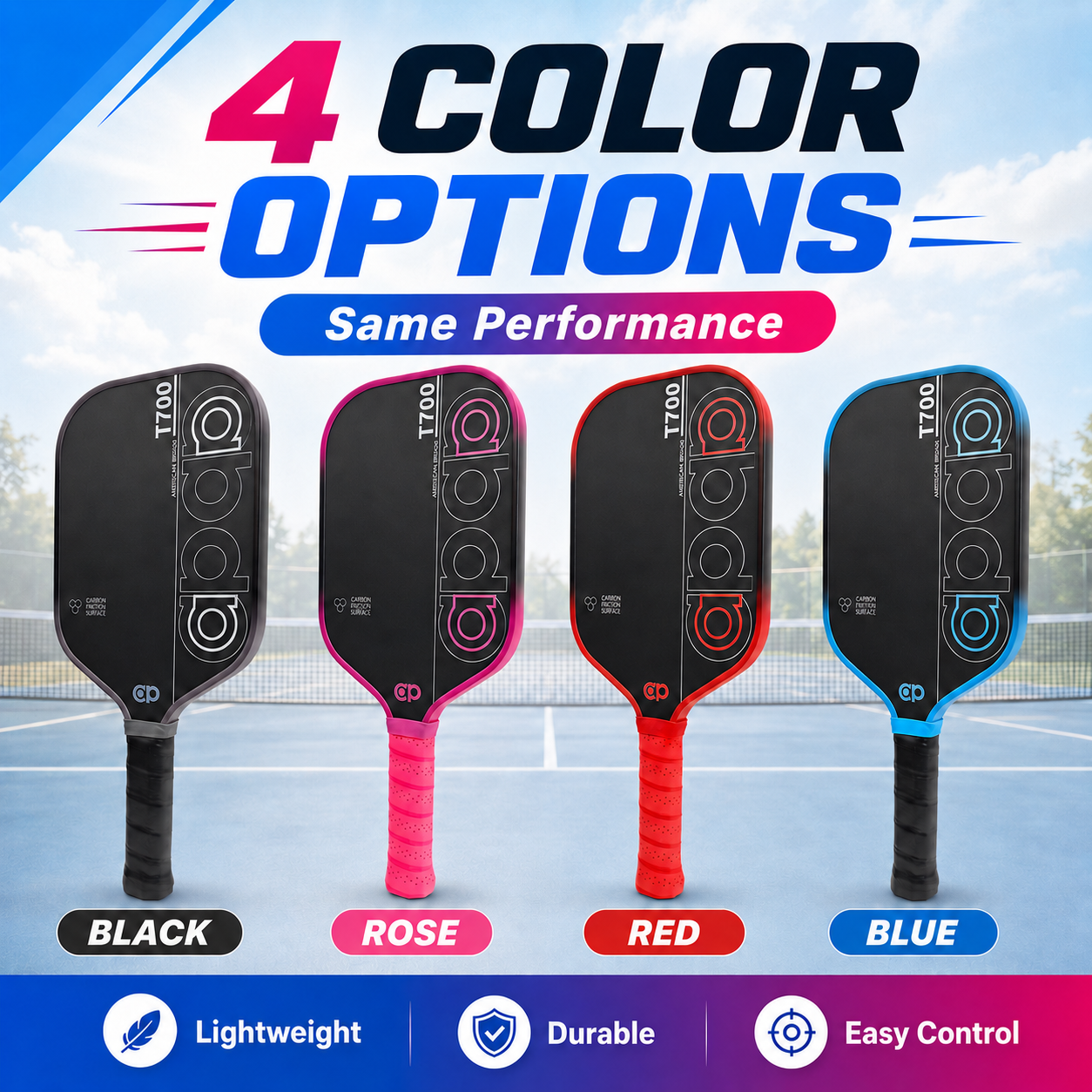 Black ap T700 Carbon Fiber Pickleball Paddle