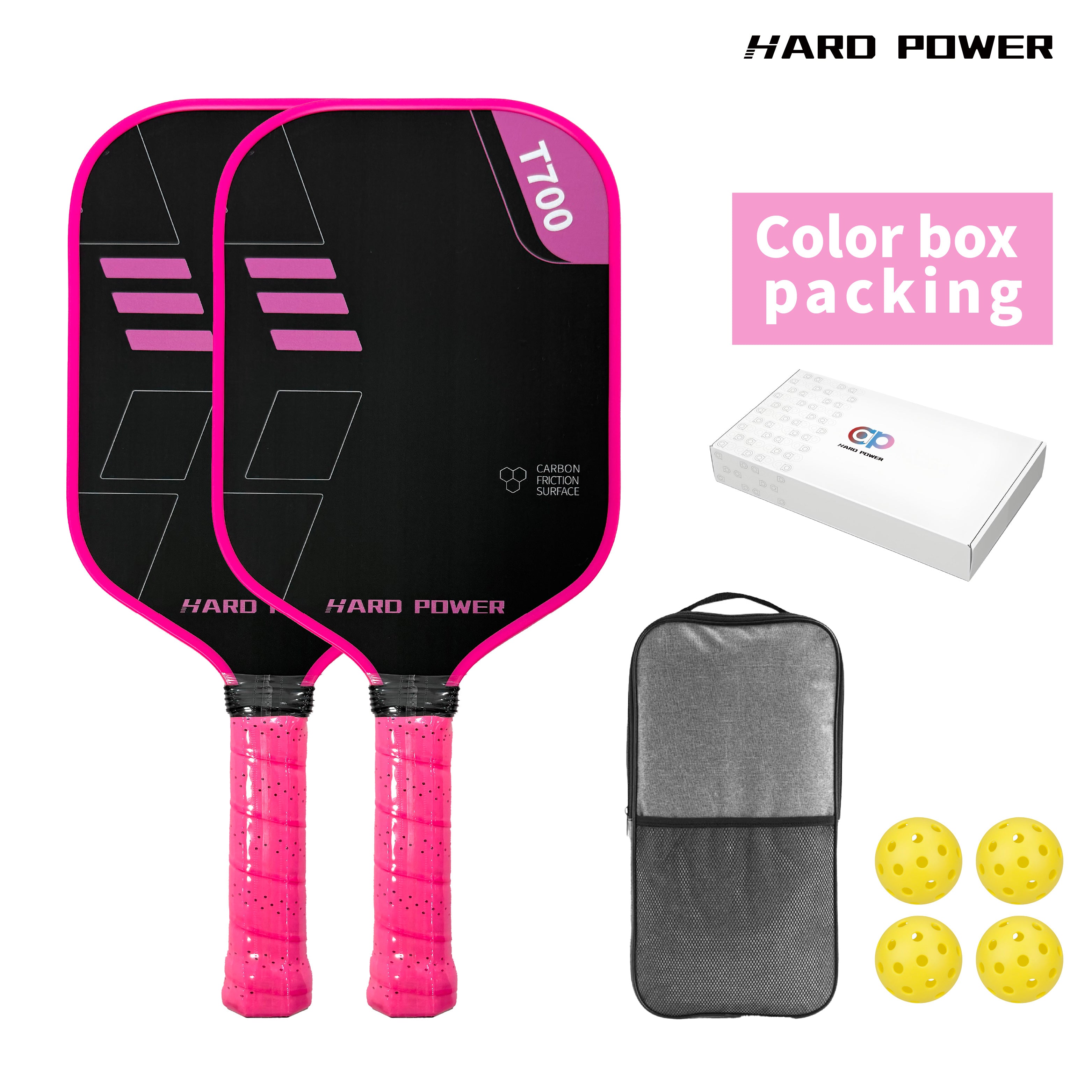 BLACK Hard Power T700 Carbon Fiber Pickelball Paddle