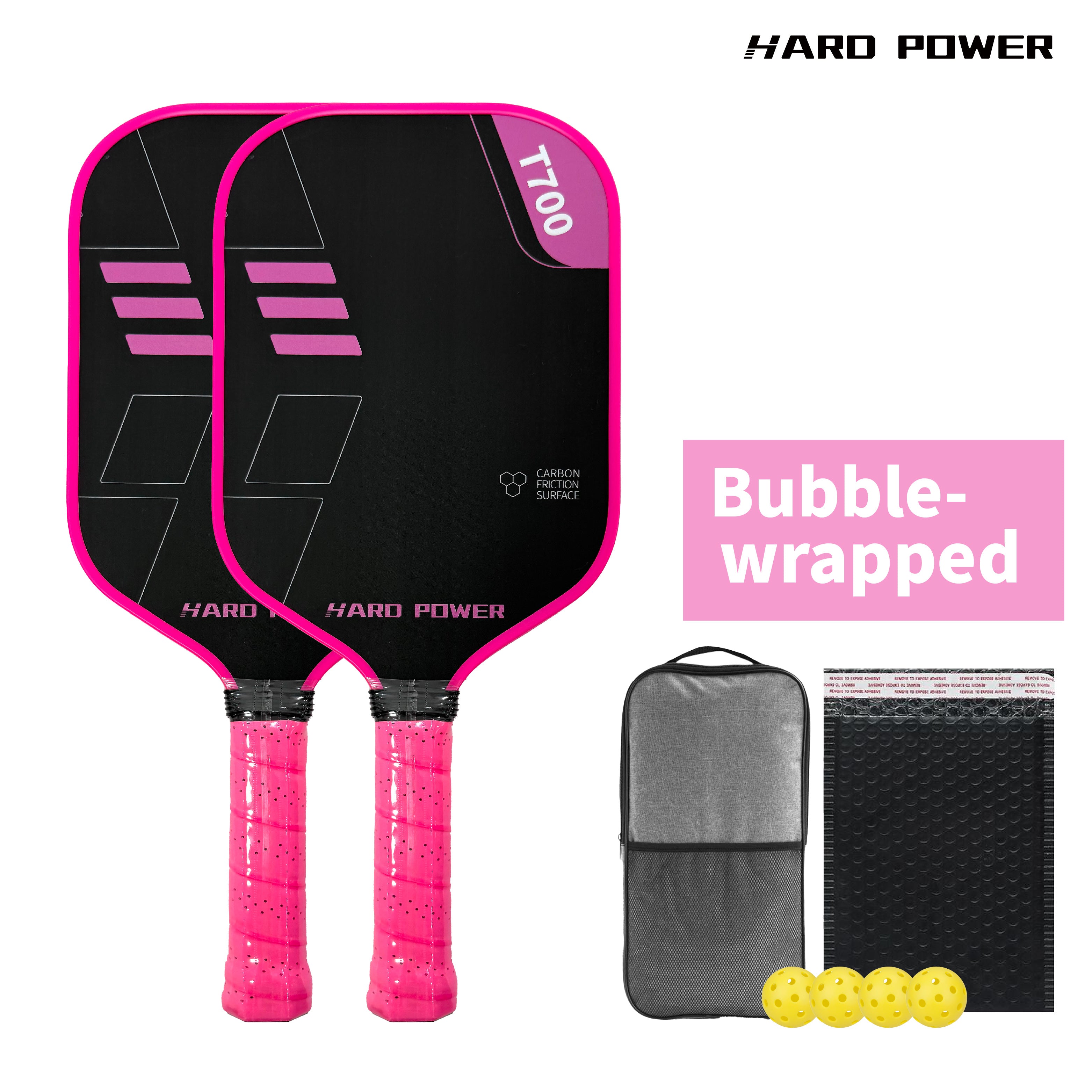 BLACK Hard Power T700 Carbon Fiber Pickelball Paddle