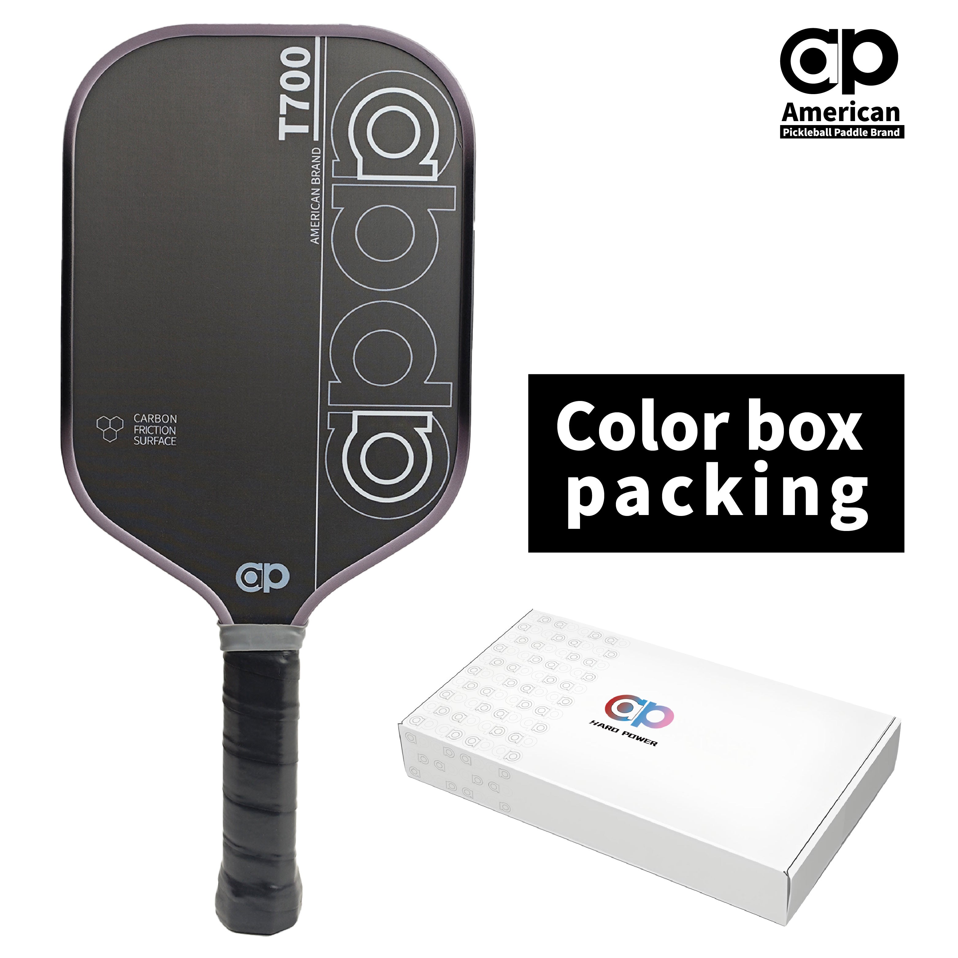 Black ap T700 Carbon Fiber Pickleball Paddle