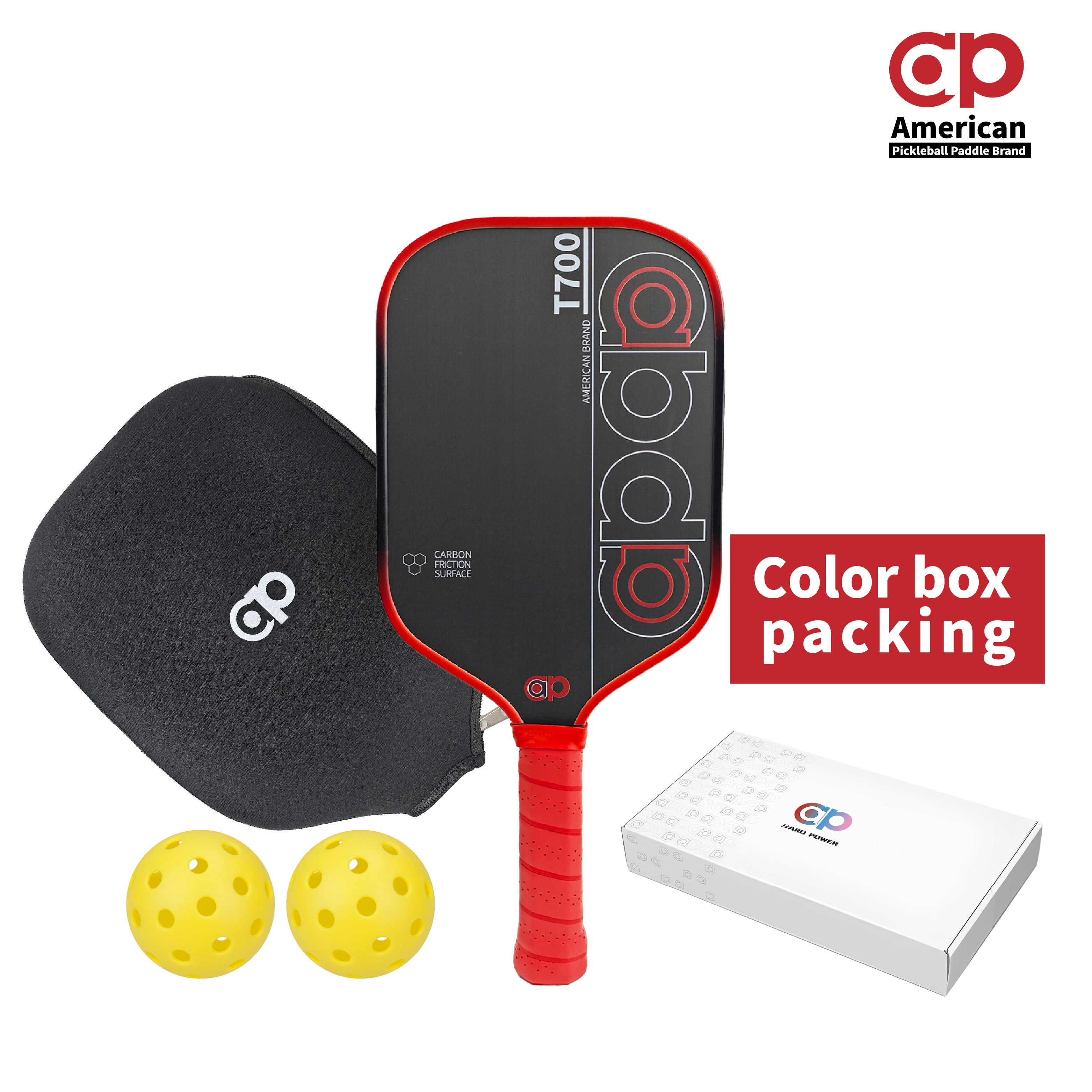 Red ap T700 Carbon Fiber Pickleball Paddle