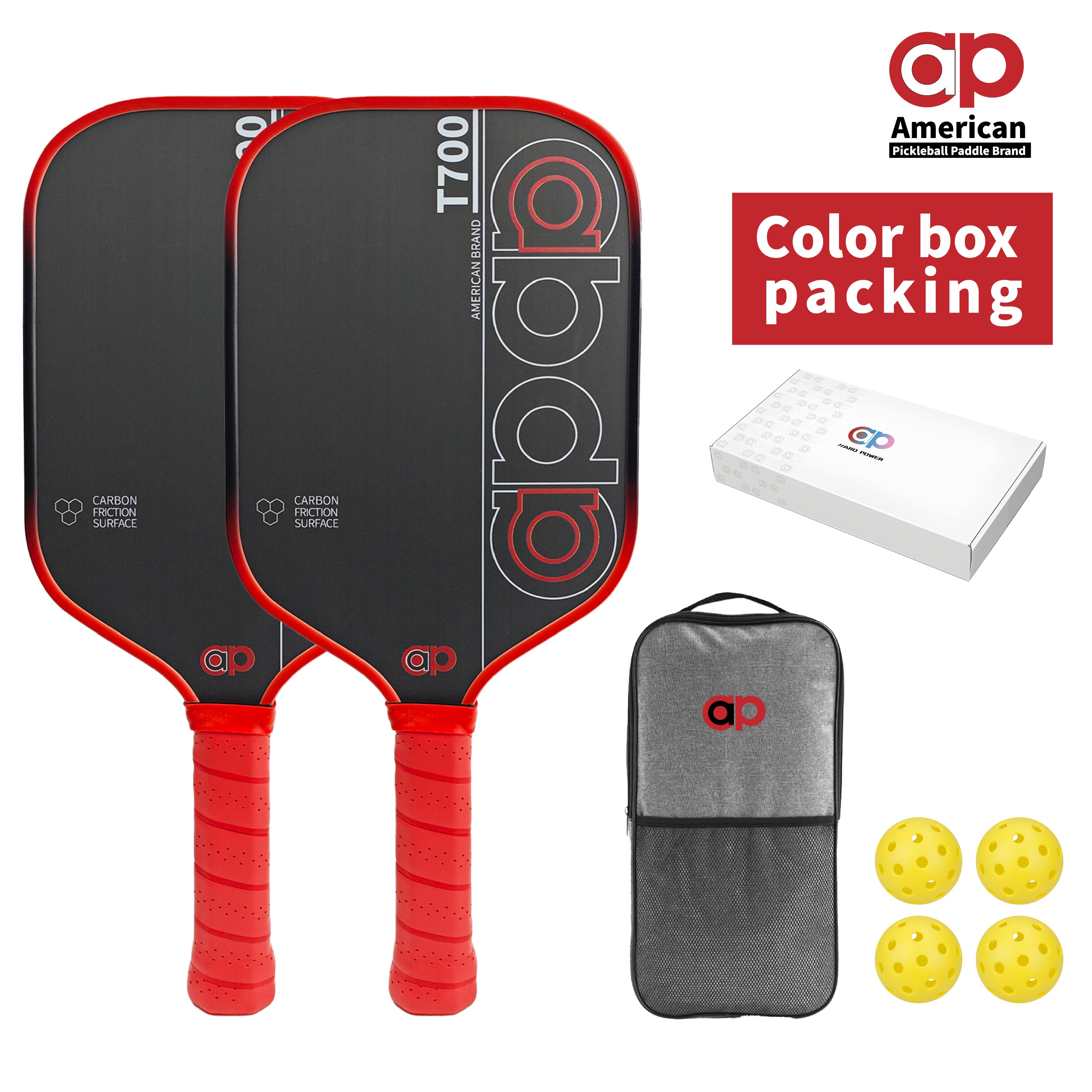 Black ap T700 Carbon Fiber Pickleball Paddle