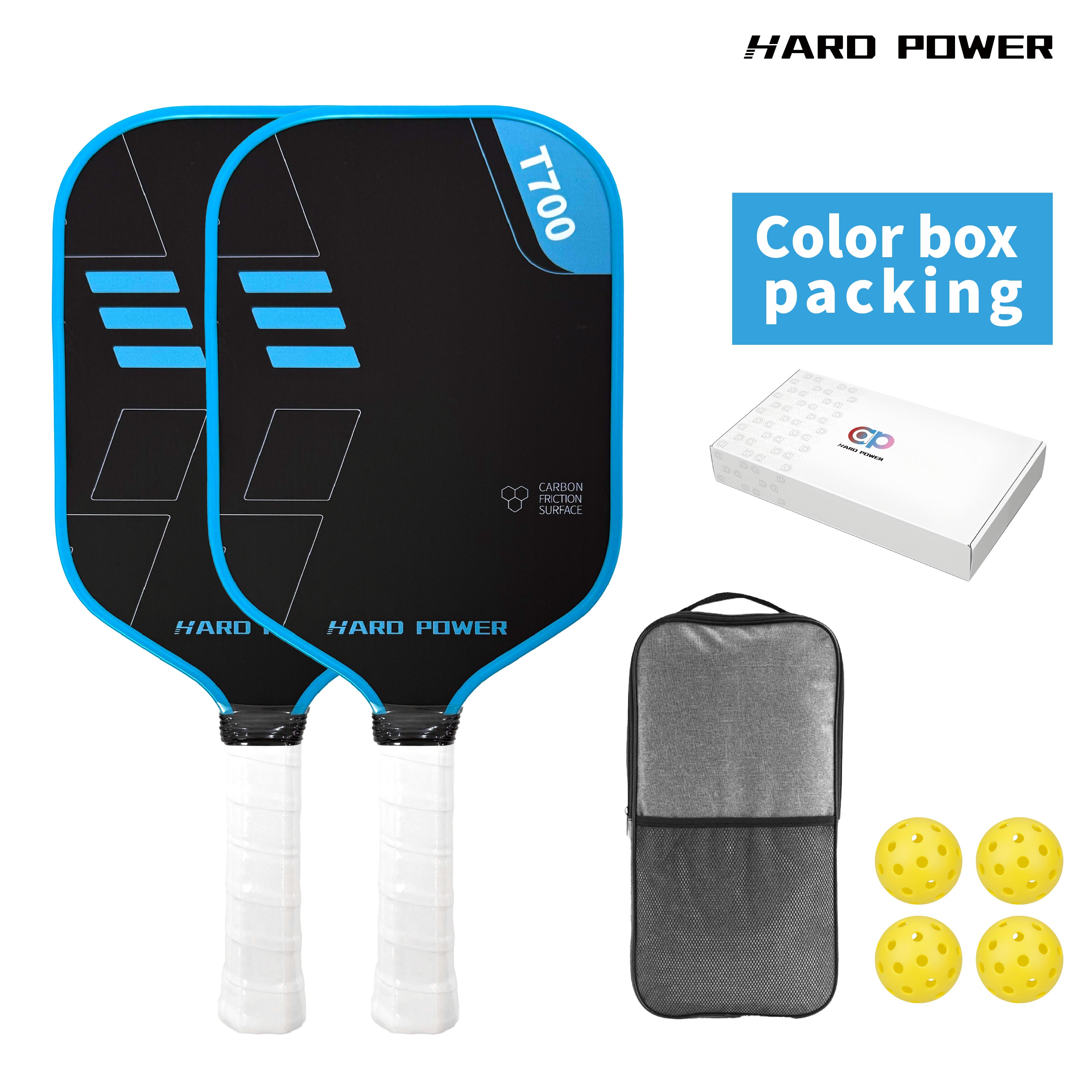 BLACK Hard Power T700 Carbon Fiber Pickelball Paddle
