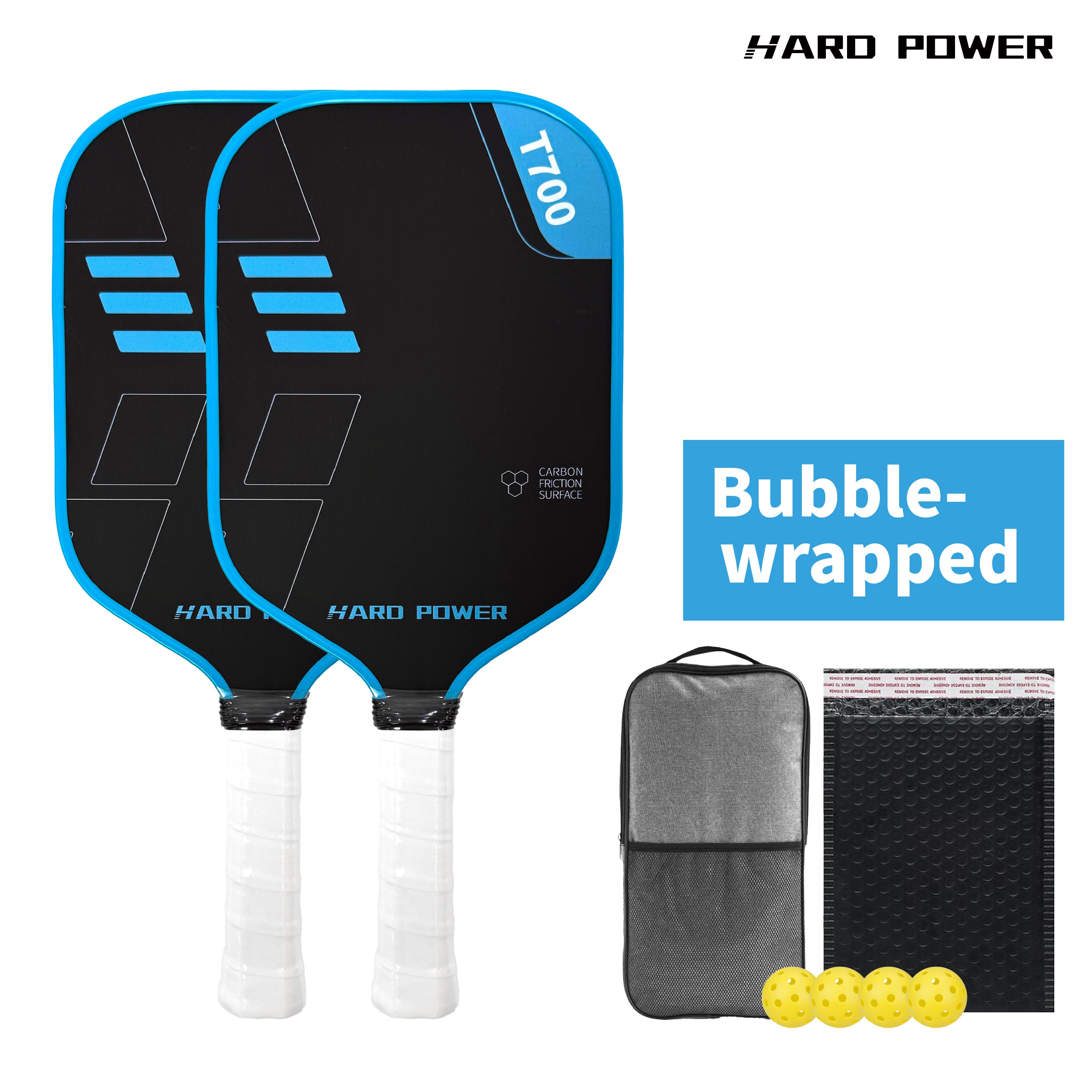 BLACK Hard Power T700 Carbon Fiber Pickelball Paddle