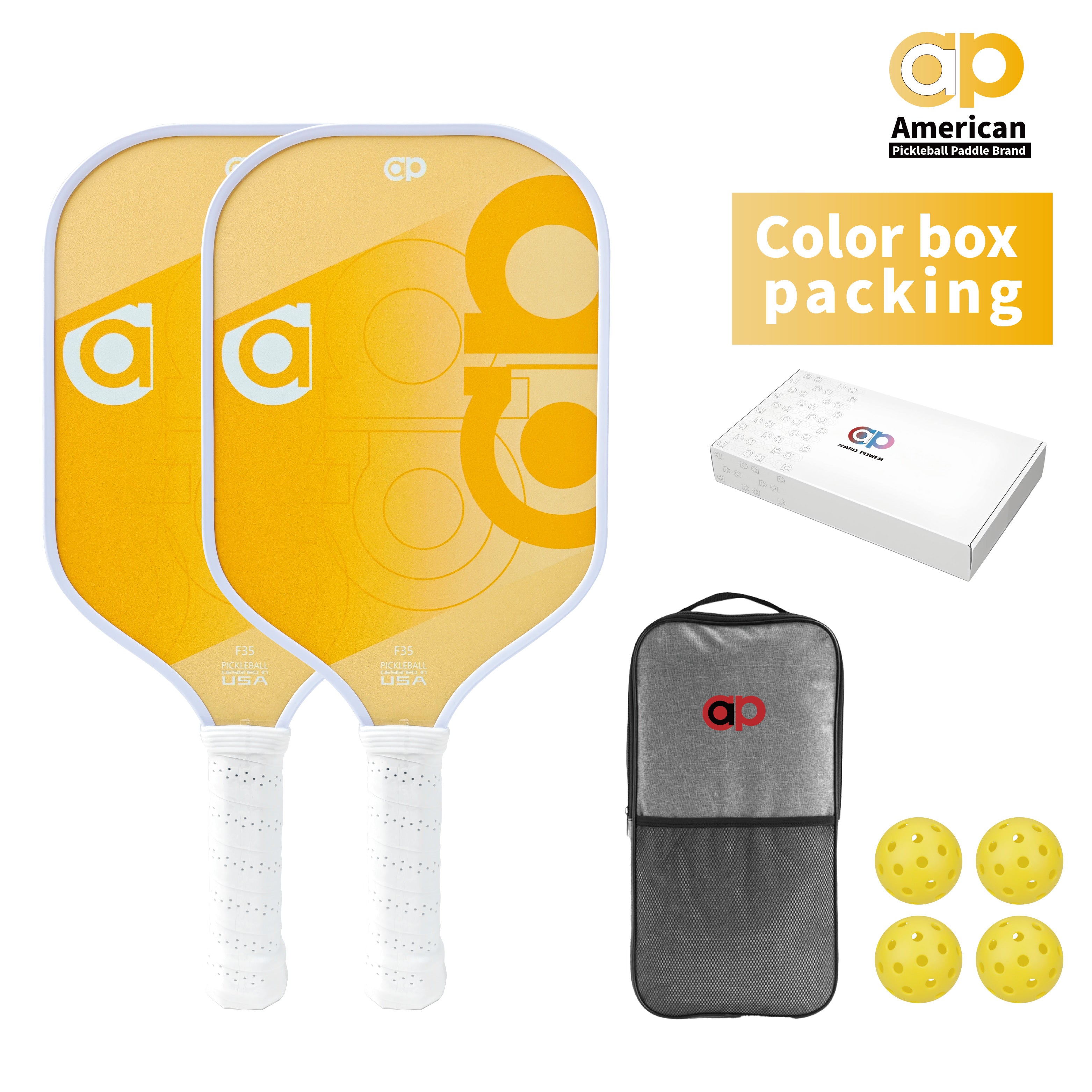 Yellow ap Fiberglass Pickleball Paddle