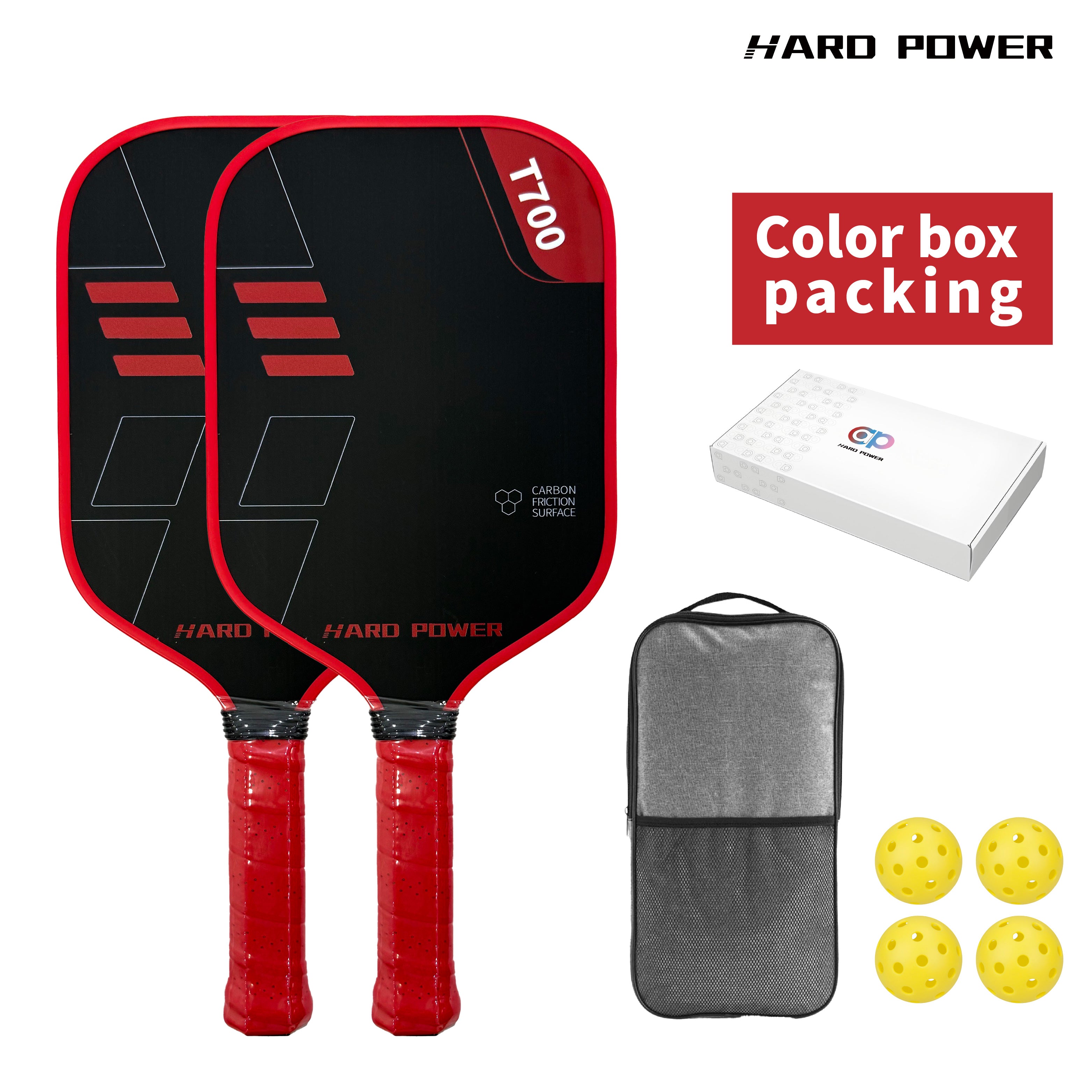 BLACK Hard Power T700 Carbon Fiber Pickelball Paddle