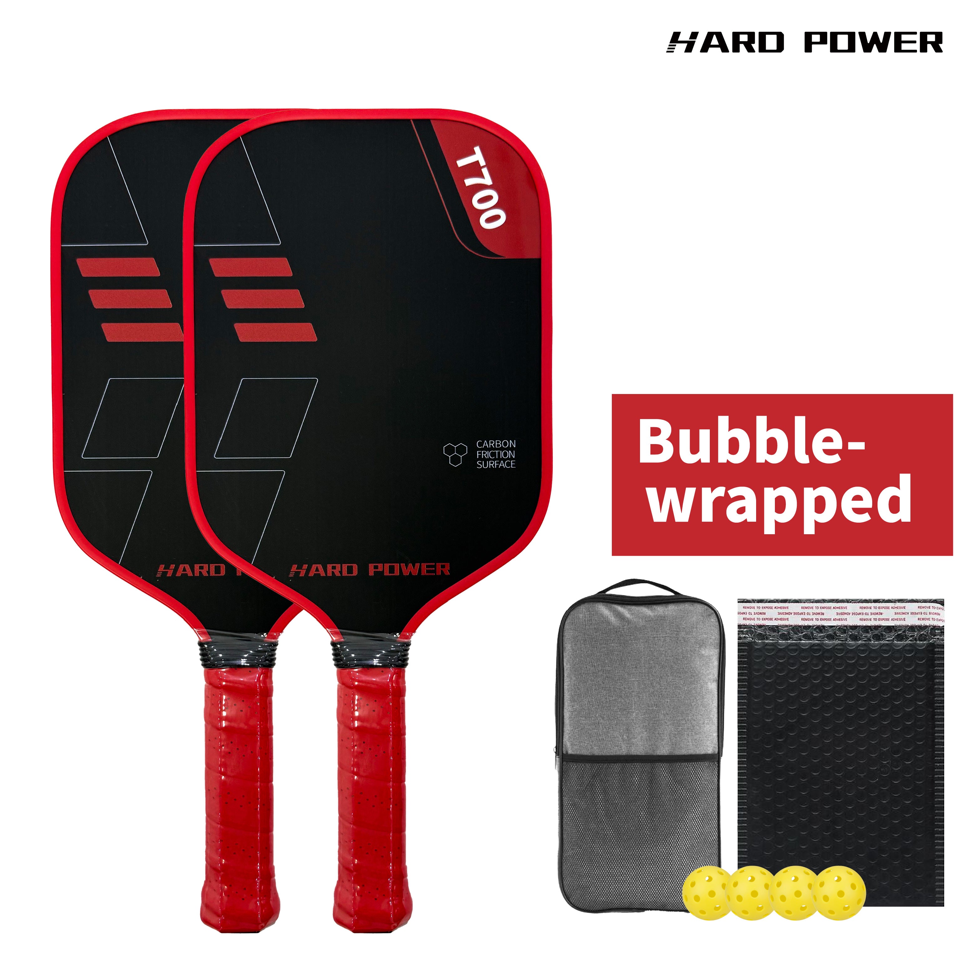 BLACK Hard Power T700 Carbon Fiber Pickelball Paddle