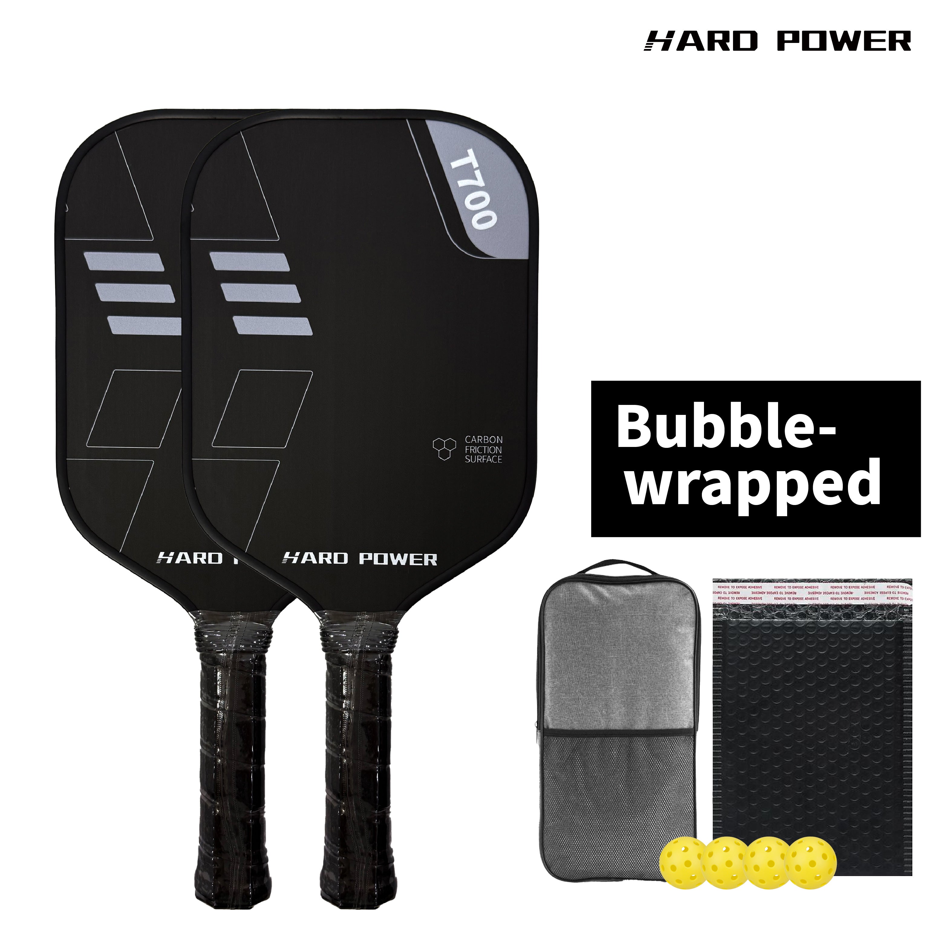 BLACK Hard Power T700 Carbon Fiber Pickelball Paddle