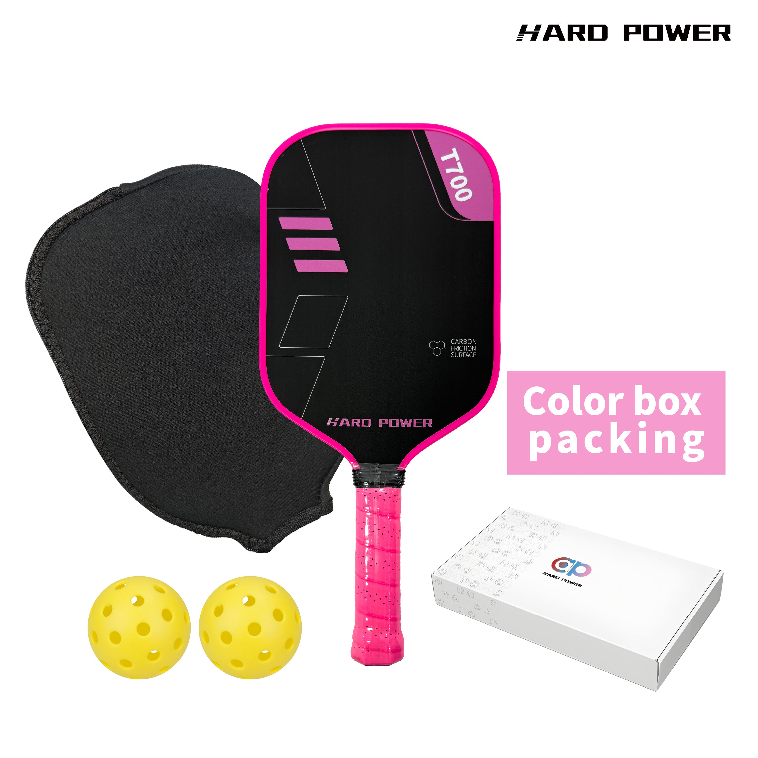 BLACK Hard Power T700 Carbon Fiber Pickelball Paddle