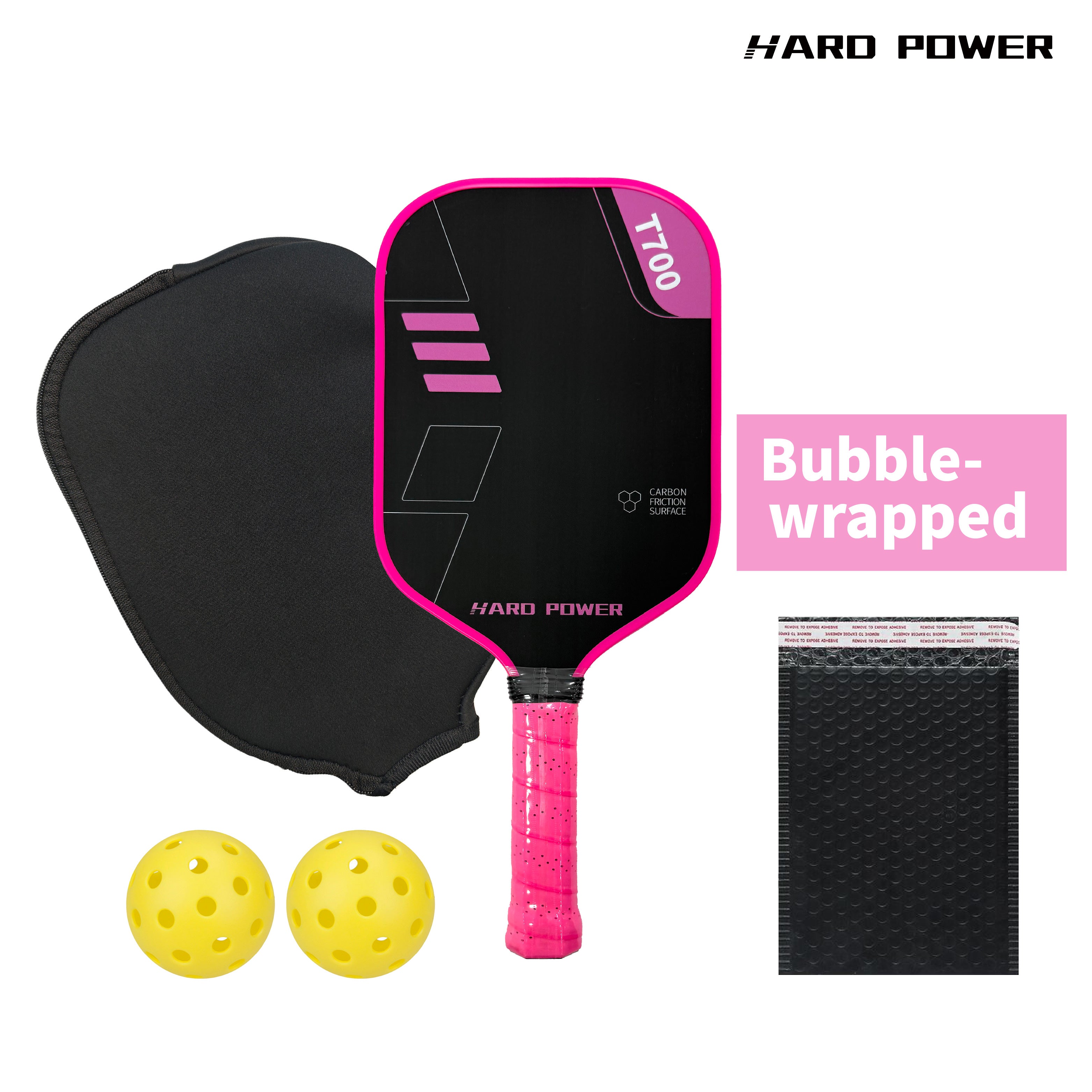 BLACK Hard Power T700 Carbon Fiber Pickelball Paddle