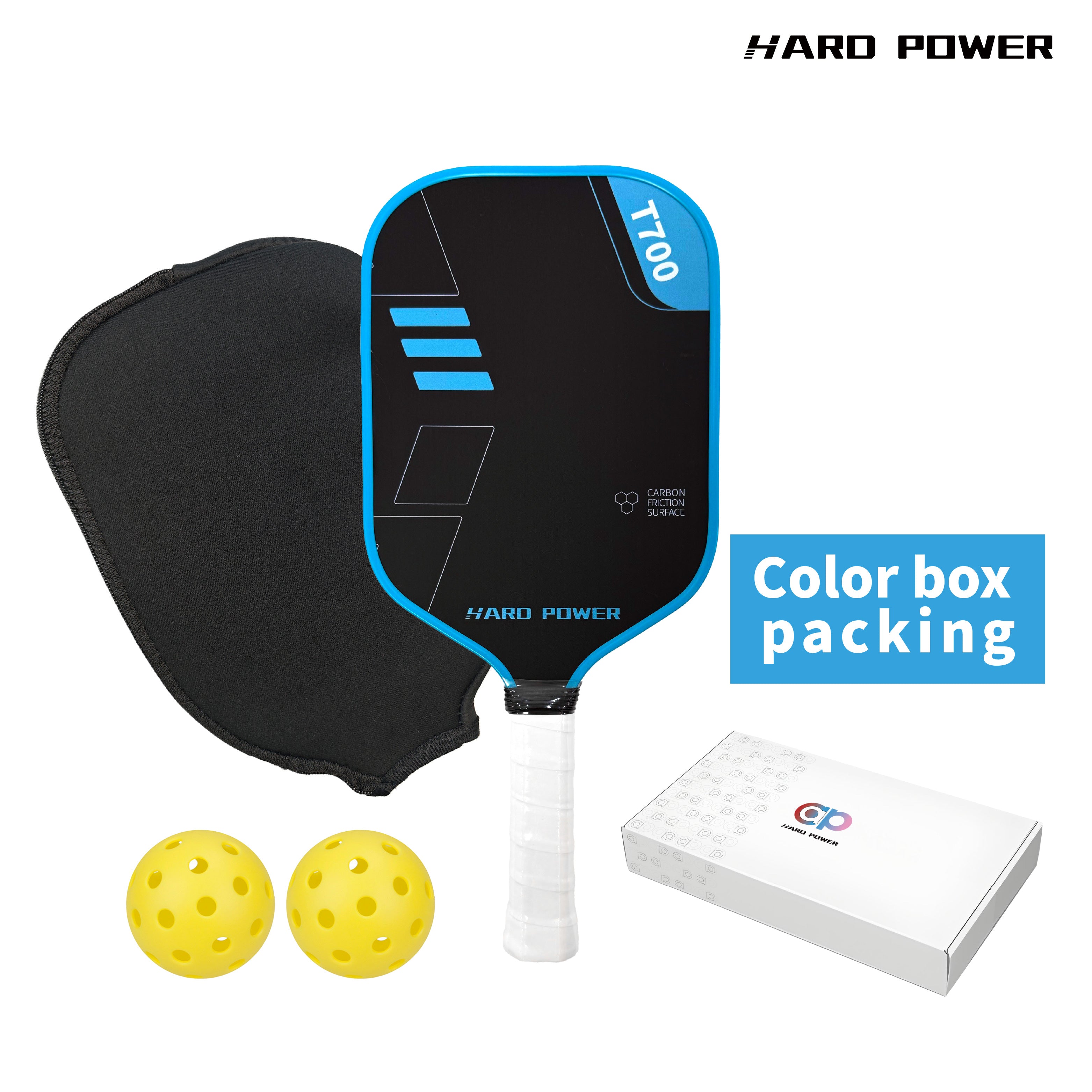 BLACK Hard Power T700 Carbon Fiber Pickelball Paddle