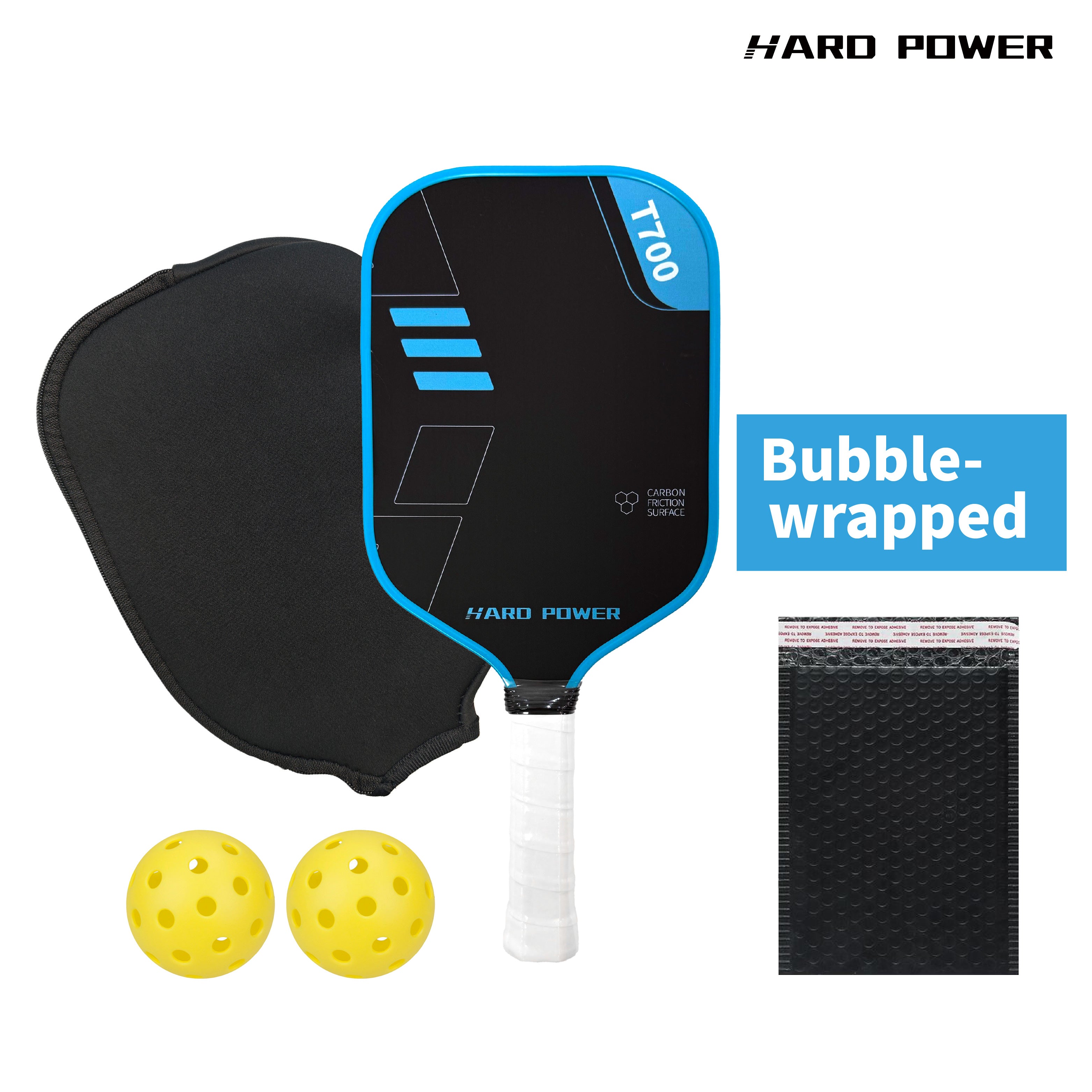 BLACK Hard Power T700 Carbon Fiber Pickelball Paddle