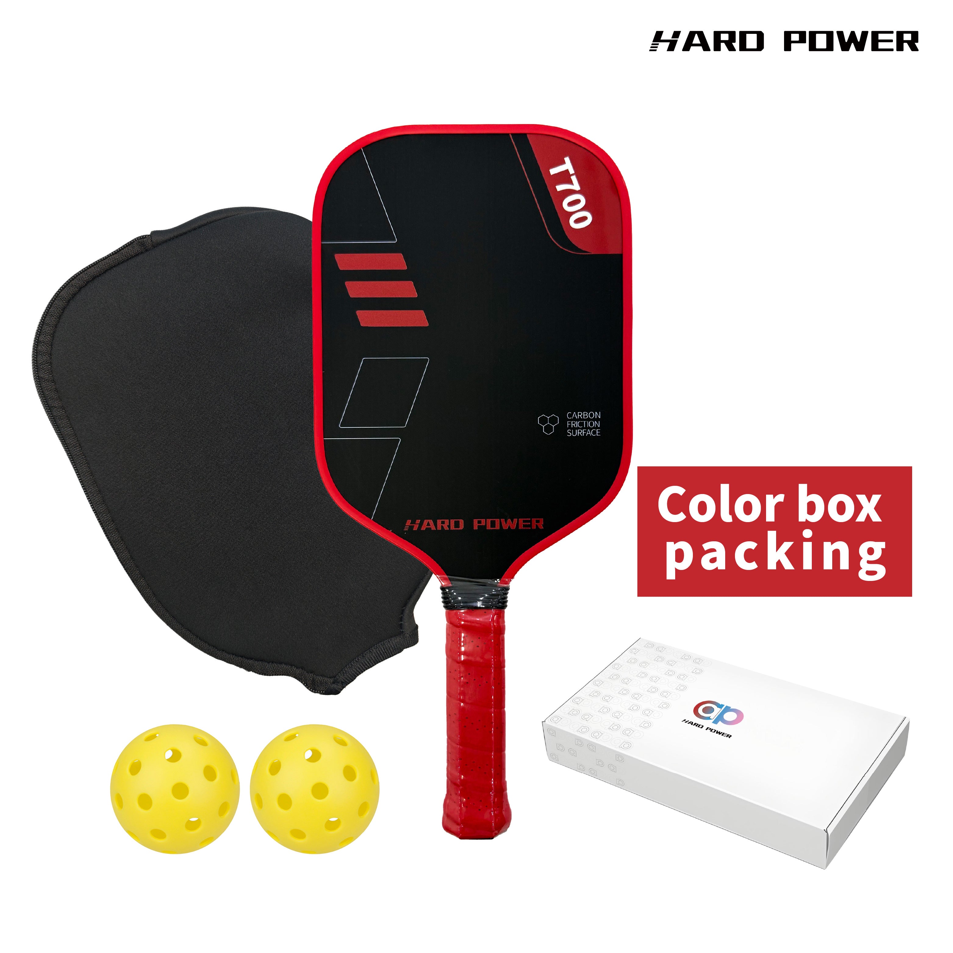 BLACK Hard Power T700 Carbon Fiber Pickelball Paddle