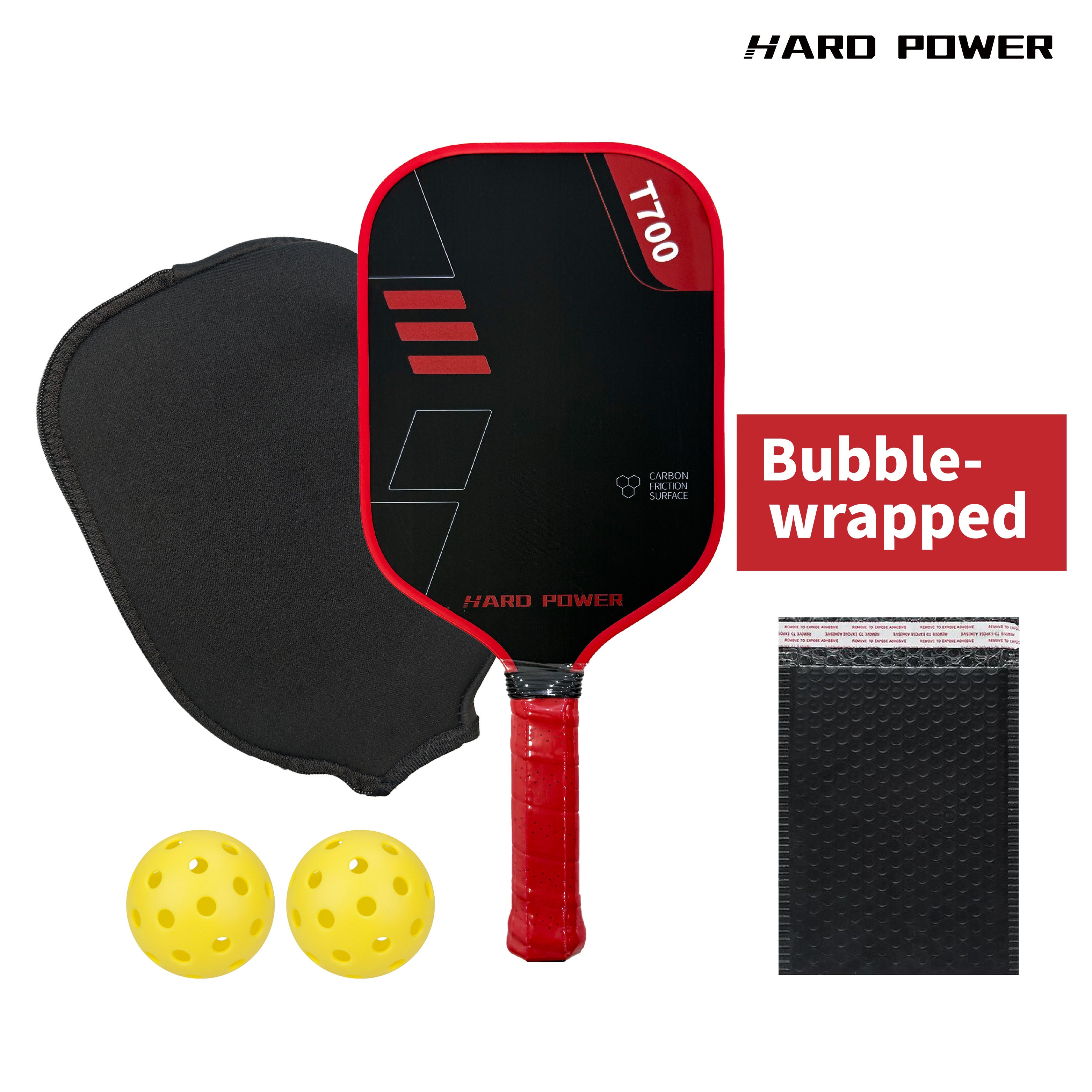 BLACK Hard Power T700 Carbon Fiber Pickelball Paddle