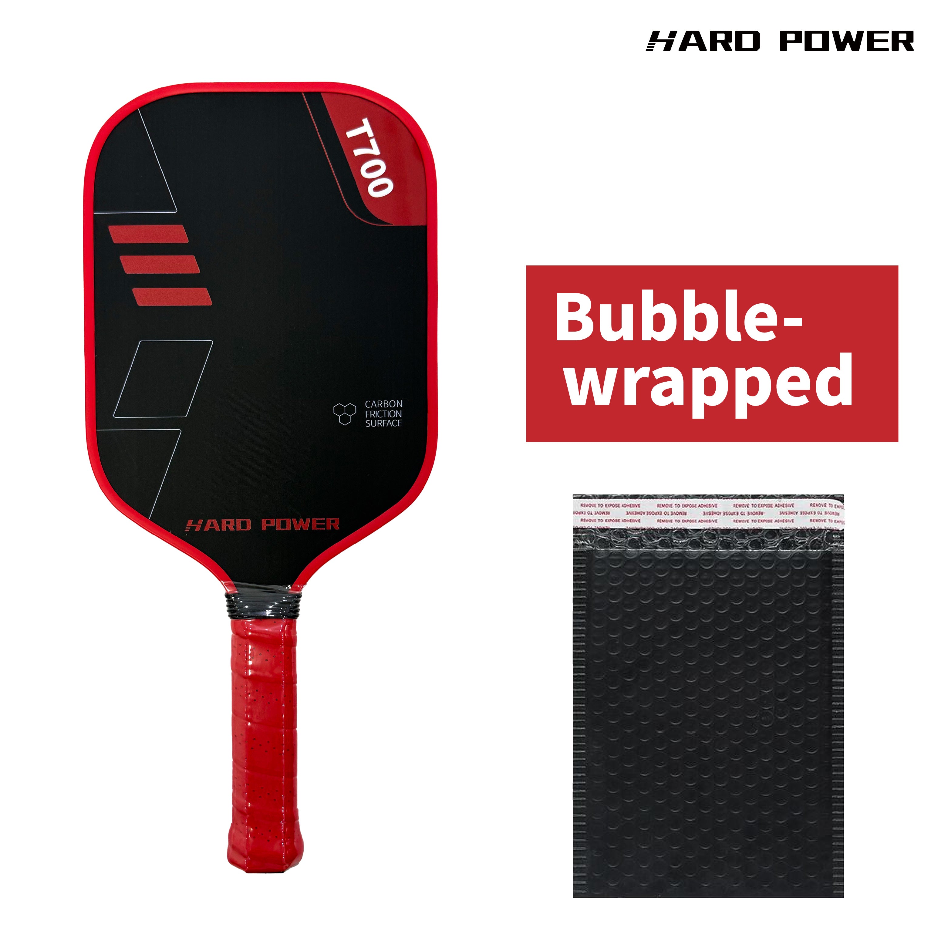 BLACK Hard Power T700 Carbon Fiber Pickelball Paddle