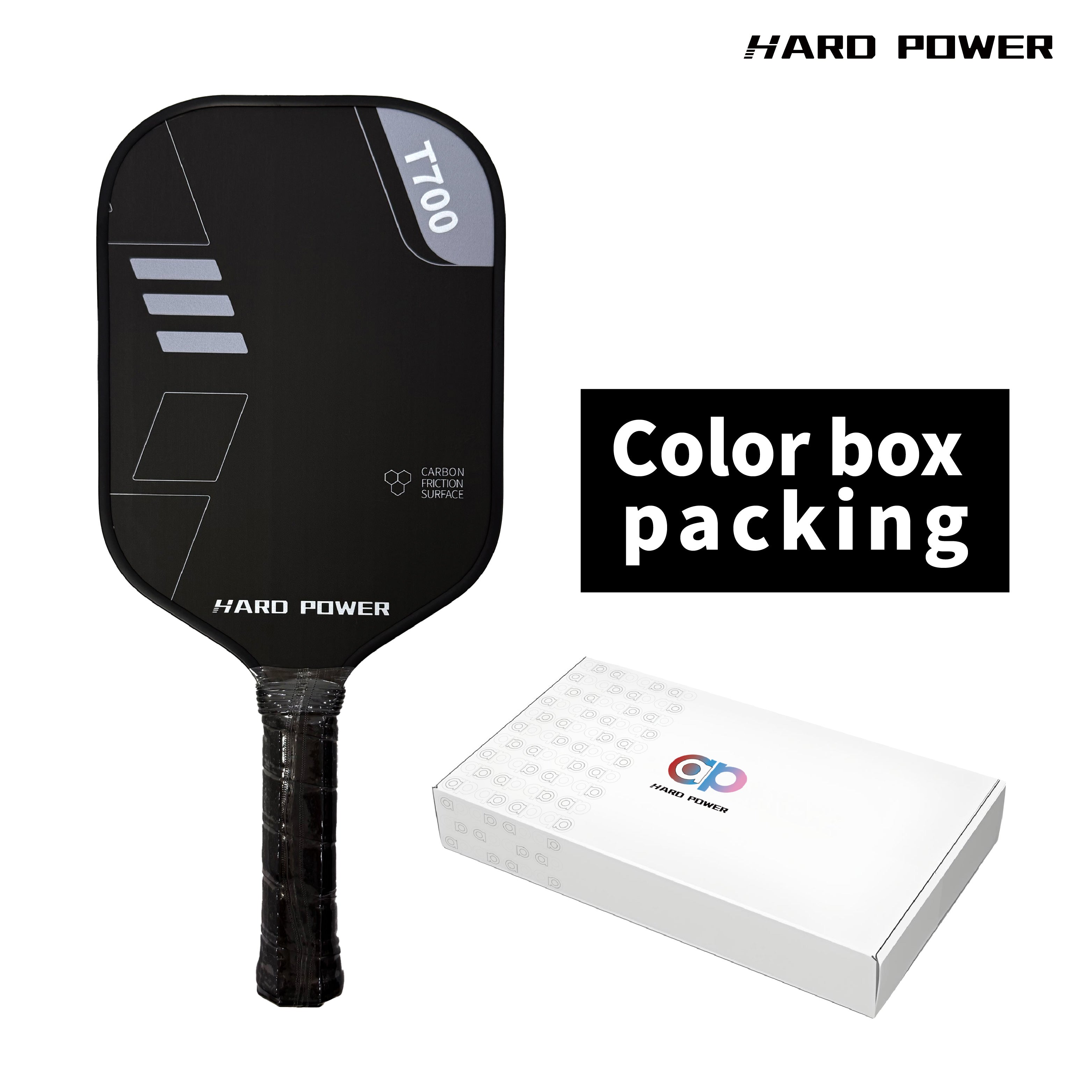 BLACK Hard Power T700 Carbon Fiber Pickelball Paddle