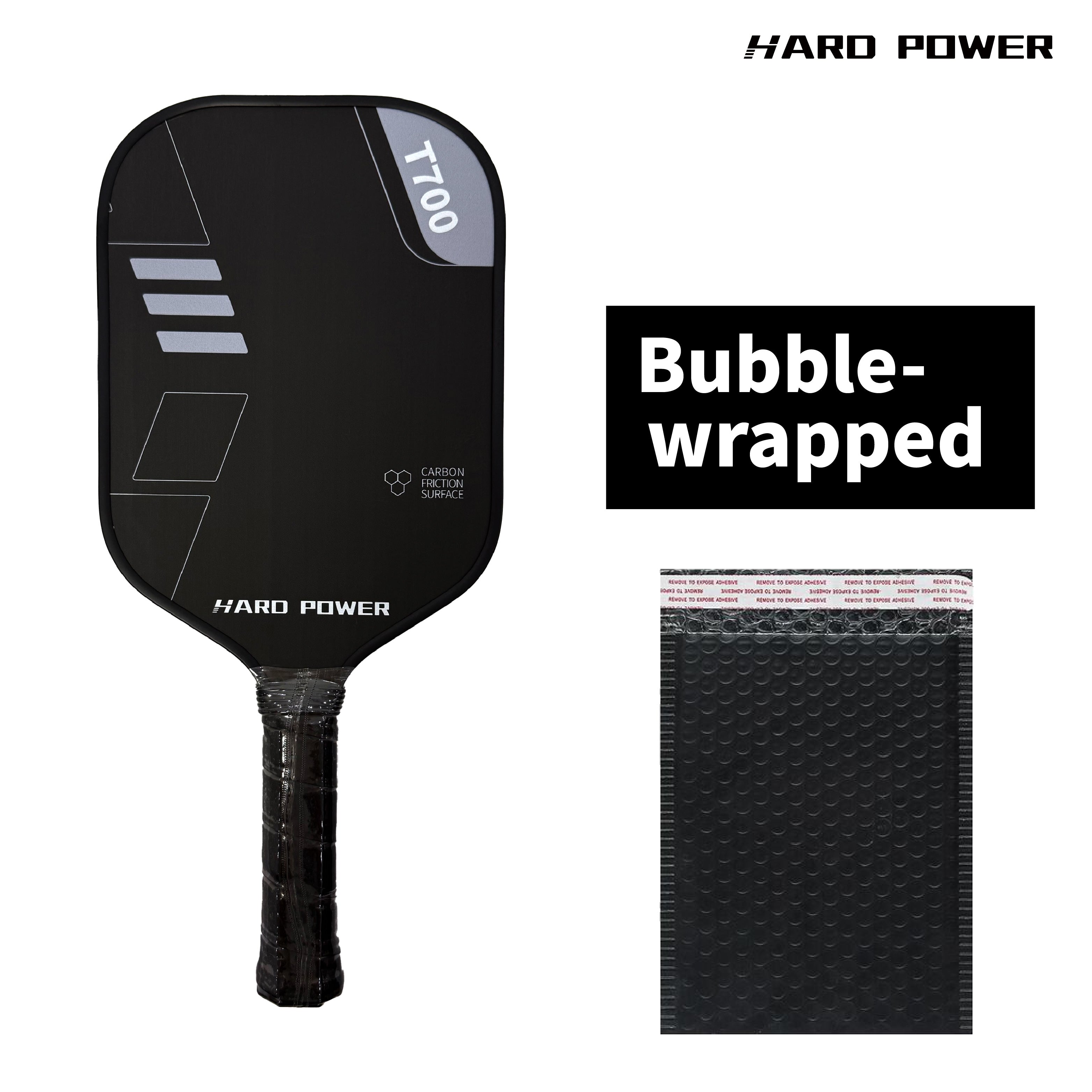 BLACK Hard Power T700 Carbon Fiber Pickelball Paddle